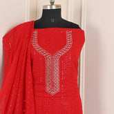 Georgette Red Unstitched Suit